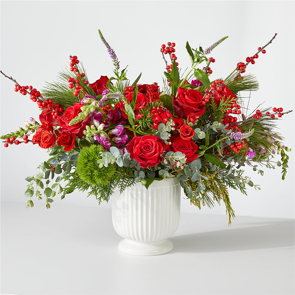 Big Red Bow Bouquet – ROCKY'S FLOWERS, West Terre Haute IN