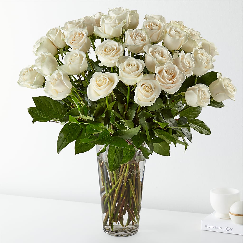Long Stem White Rose Bouquet – ROCKY'S FLOWERS, West Terre Haute IN
