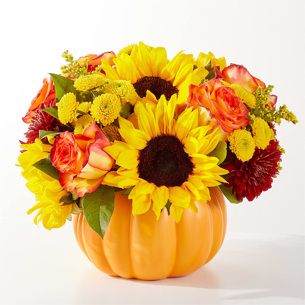 Golden Gourd Pumpkin Bouquet – ROCKY'S FLOWERS, West Terre Haute IN
