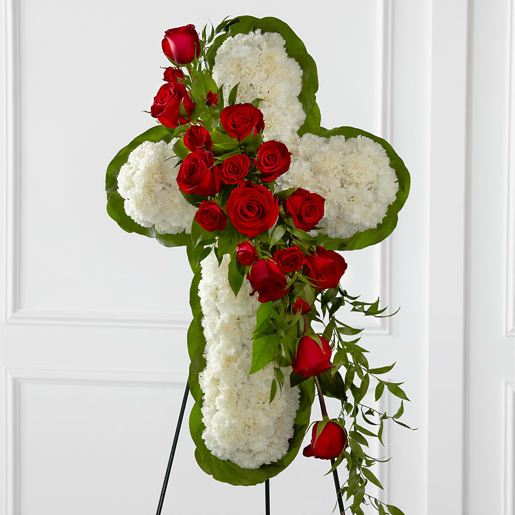 Floral Cross Easel – ROCKY'S FLOWERS, West Terre Haute IN