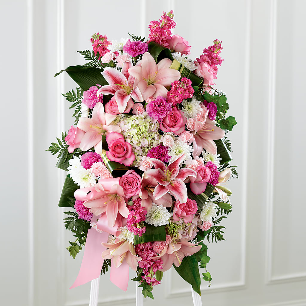 Comforting Standing Spray – ROCKY'S FLOWERS, West Terre Haute IN