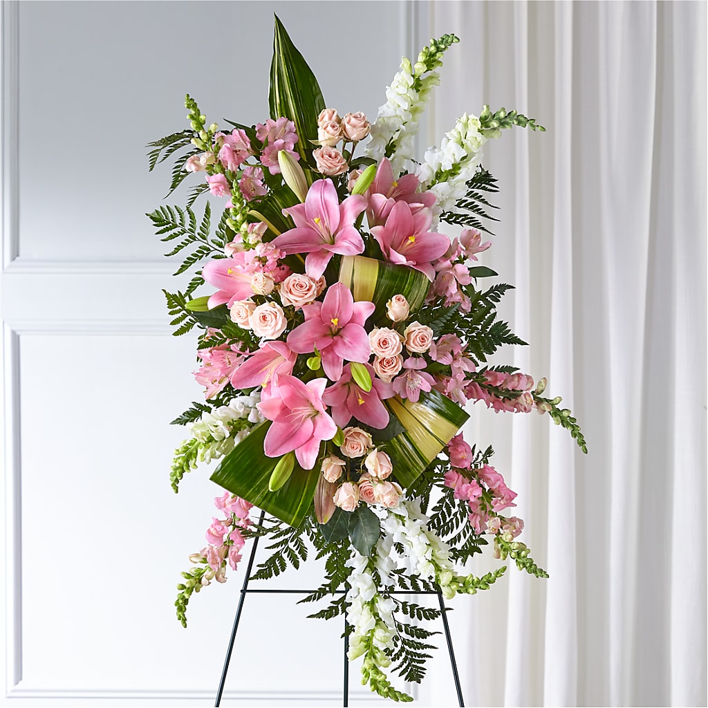 Elegant Embrace Standing Spray – ROCKY'S FLOWERS, West Terre Haute IN