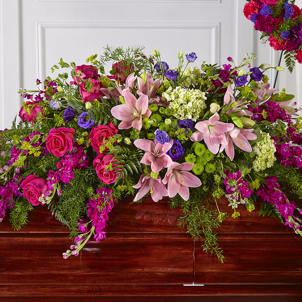 Radiant Tribute Casket Spray – ROCKY'S FLOWERS, West Terre Haute IN