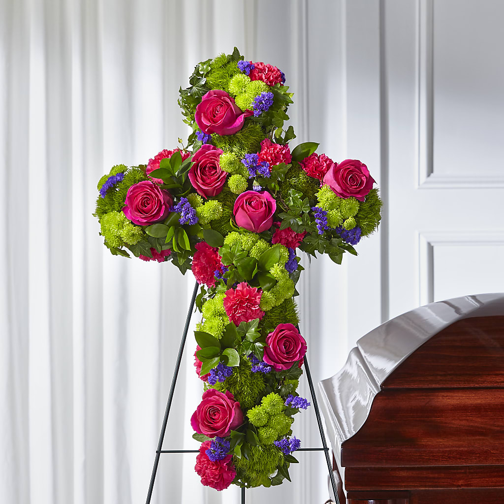 Tribute Rose Floral Cross – ROCKY'S FLOWERS, West Terre Haute IN