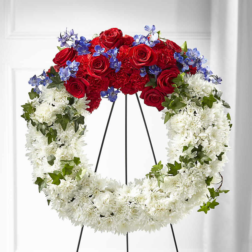 Patriotic Passion Wreath – ROCKY'S FLOWERS, West Terre Haute IN