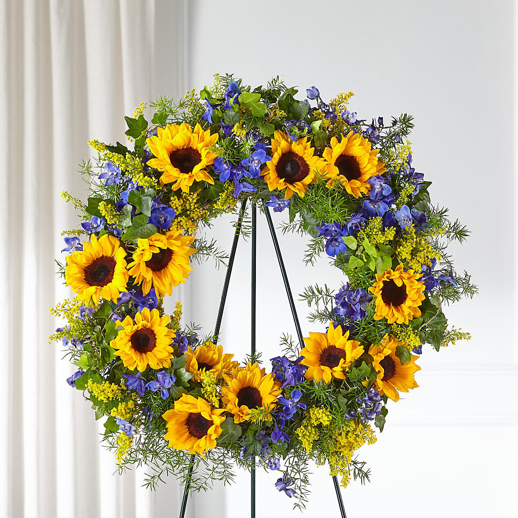 Bright Rays Wreath – ROCKY'S FLOWERS, West Terre Haute IN