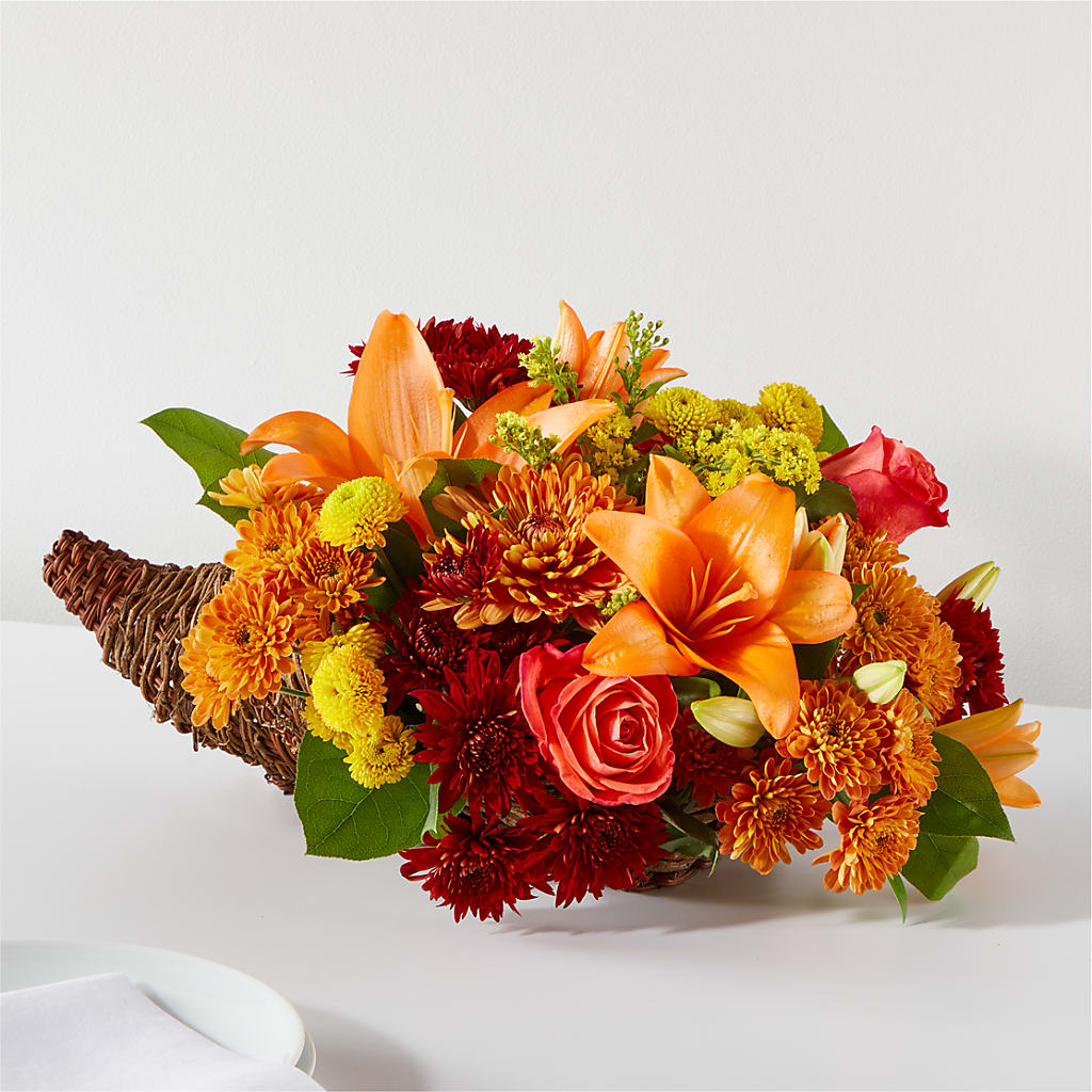 Bouquet of Blessings Cornucopia – ROCKY'S FLOWERS, West Terre Haute IN