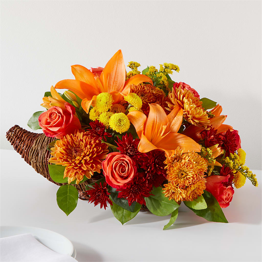 Bouquet of Blessings Cornucopia – ROCKY'S FLOWERS, West Terre Haute IN
