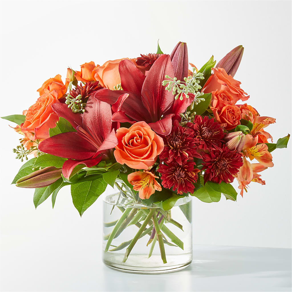 Crimson Leaves Bouquet – ROCKY'S FLOWERS, West Terre Haute IN