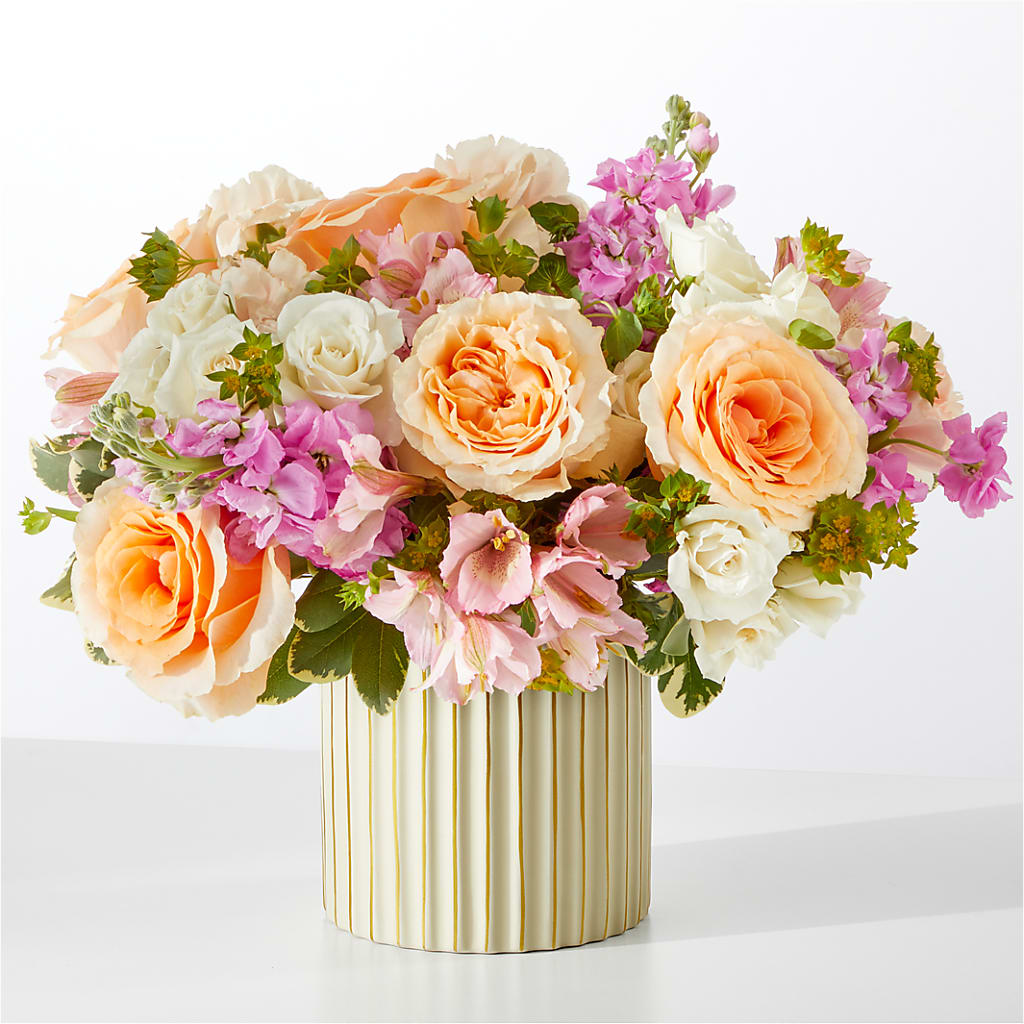 Paradise Bouquet with Ivory Vase – ROCKY'S FLOWERS, West Terre Haute IN