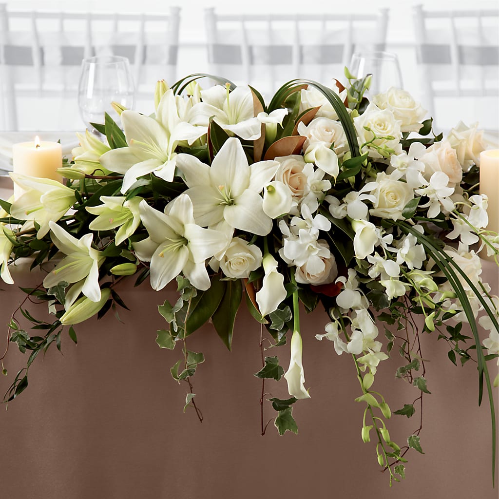 White Linen Arrangement – ROCKY'S FLOWERS, West Terre Haute IN