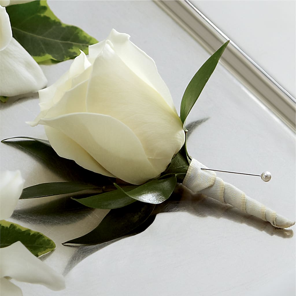 White Rose Boutonniere – ROCKY'S FLOWERS, West Terre Haute IN
