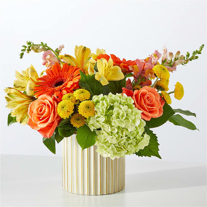 Autumn Sunshine Bouquet with Ivory Vase – ROCKY'S FLOWERS, West Terre Haute IN