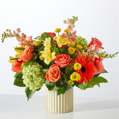 Autumn Sunshine Bouquet with Ivory Vase – ROCKY'S FLOWERS, West Terre Haute IN