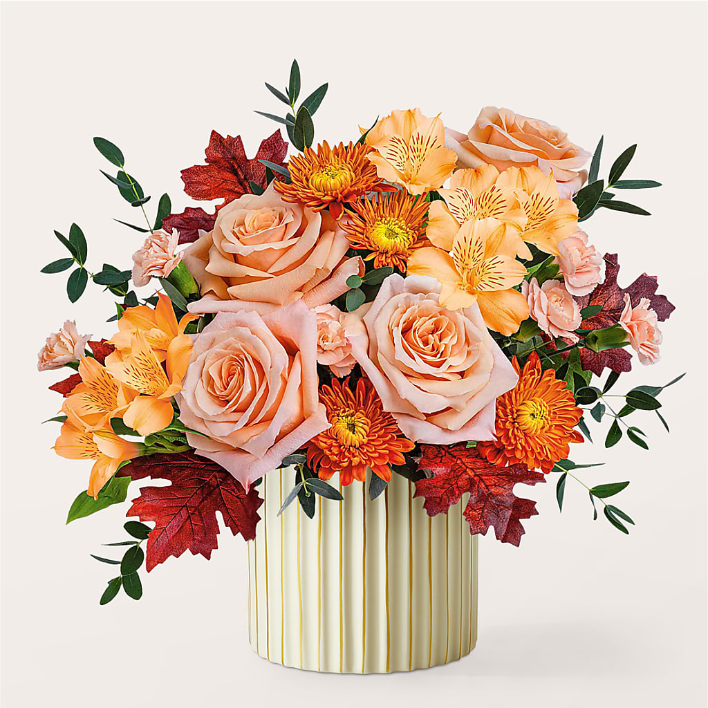 Spiced Latte Bouquet with Ivory Vase – ROCKY'S FLOWERS, West Terre Haute IN