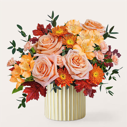 Spiced Latte Bouquet with Ivory Vase – ROCKY'S FLOWERS, West Terre Haute IN