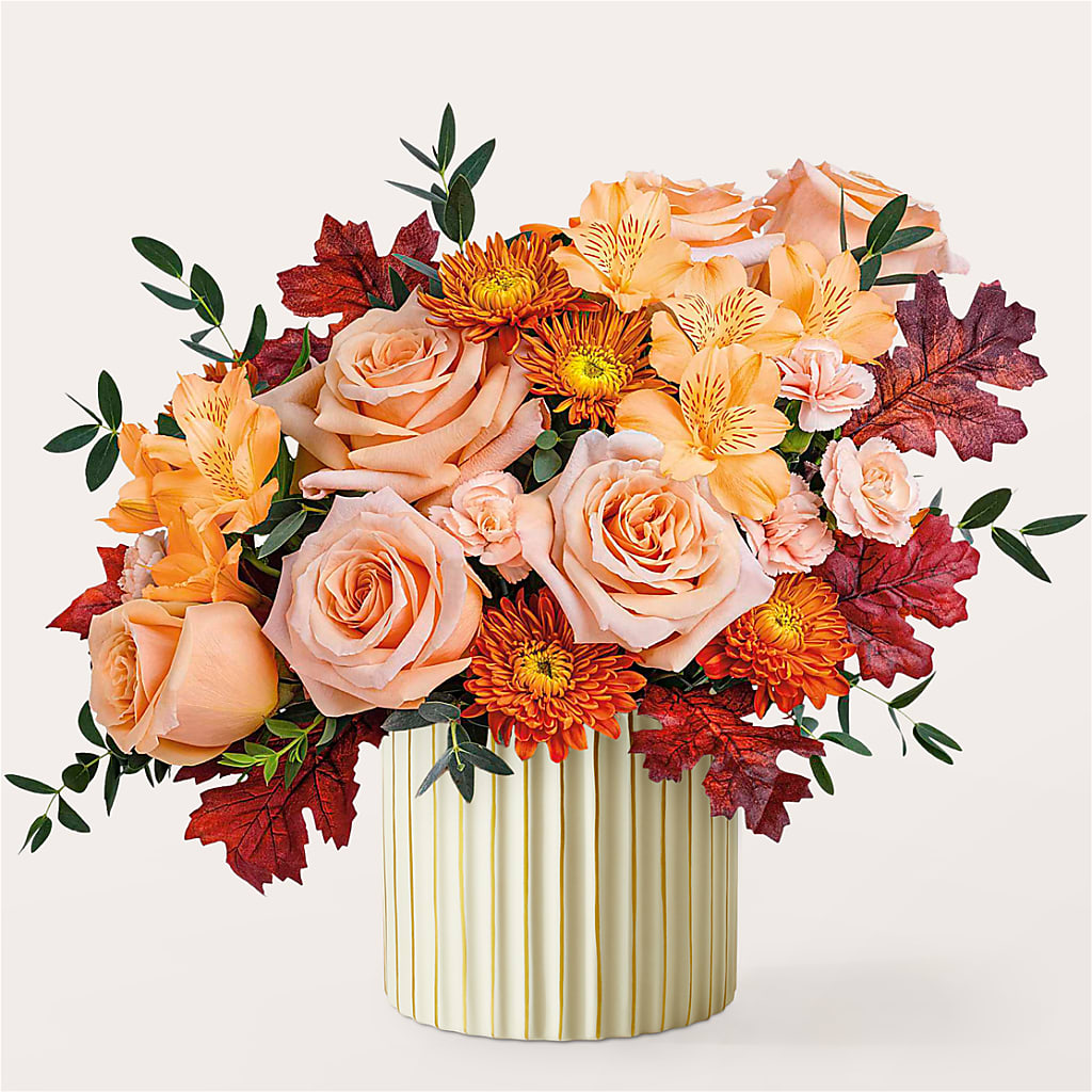 Spiced Latte Bouquet with Ivory Vase – ROCKY'S FLOWERS, West Terre Haute IN