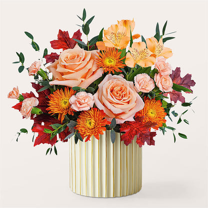 Spiced Latte Bouquet with Ivory Vase – ROCKY'S FLOWERS, West Terre Haute IN