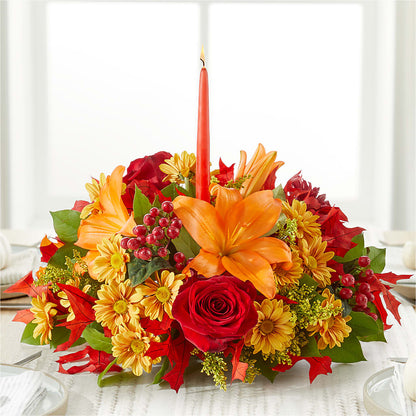 Autumn's Embrace Centerpiece – ROCKY'S FLOWERS, West Terre Haute IN