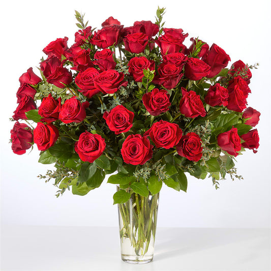 Forever Yours Fifty Stem Red Rose Bouquet – ROCKY'S FLOWERS, West Terre Haute IN
